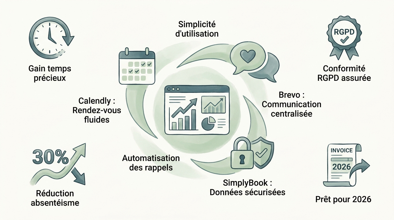 Infographie sur l'optimisation de la gestion et la conformité RGPD pour sophrologues